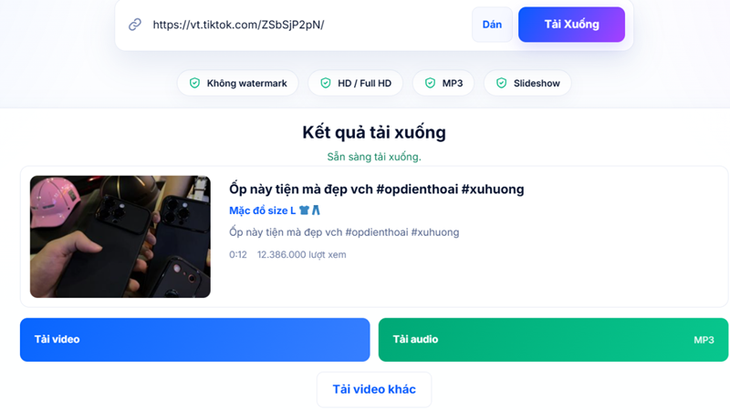 Tải video TikTok trên máy tính